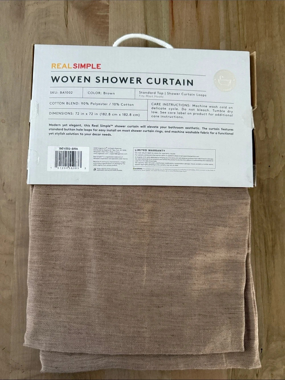 Real Simple Woven Shower Curtain in Warm Brown